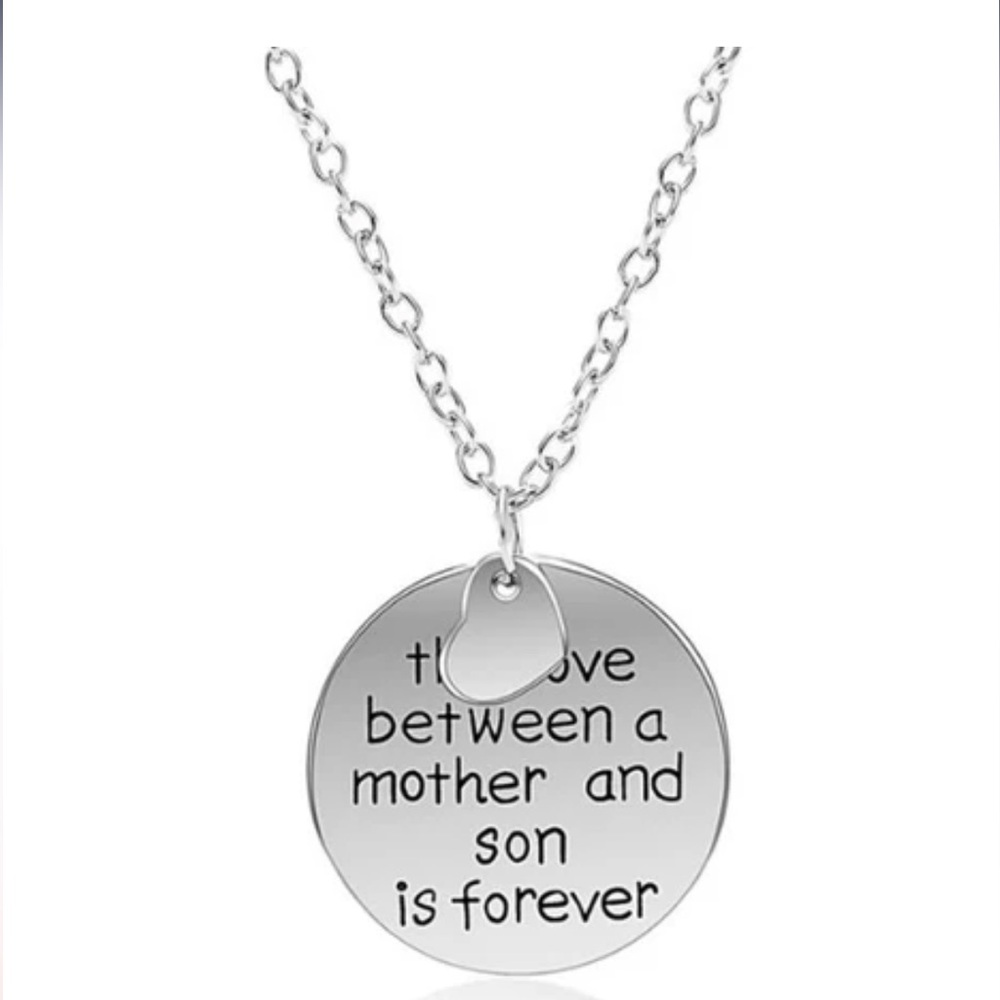 Silver Pendant Necklace - The Love Between a Mother and Son